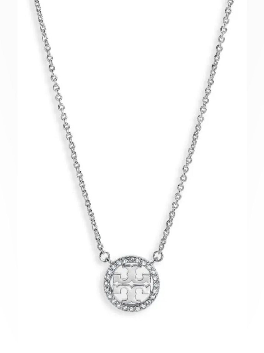 Nwot Tory Burch Crystal Logo Circle Necklace